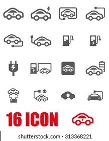 Vector grey electric car icon set. 