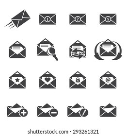Vector grey Email icons set on white background
