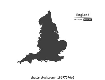 Vector grey England map on white background