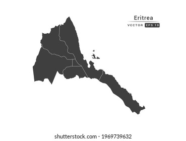 Vector grey Eritrea map on white background