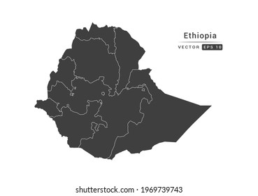 Vector grey Ethiopia map on white background