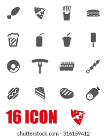 Vector grey fastfood icon set on white background