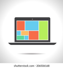 Vector grey flat laptop icon. Eps10
