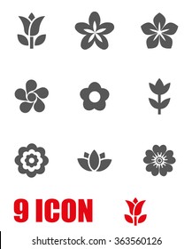 Vector grey flowers icon set.