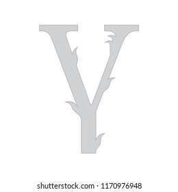 Vector grey font.Letter Y.
