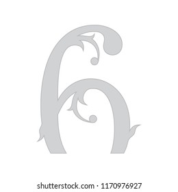 Vector grey font.Number 6.