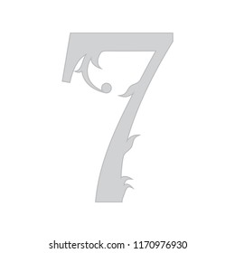 Vector grey font.Number 7.