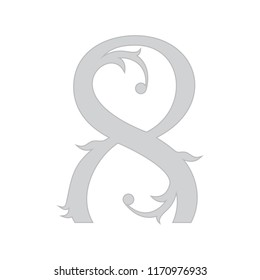 Vector grey font.Number 8.