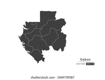Vector grey Gabon map on white background