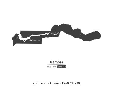 Vector grey Gambia map on white background