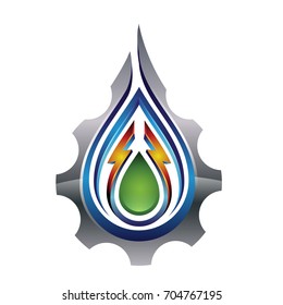 Vector Grey Gear Drop Energy Logo