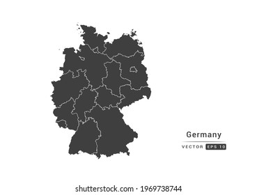 Vector grey Germany map on white background