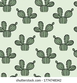 vector grey and green cute cactus seamless pattern background. perfect for wallpaper, scrapbooking and product projects.