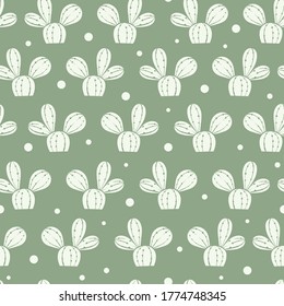 vector grey and green cute cactus seamless pattern background. perfect for wallpaper, scrapbooking and product projects.