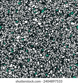 Vector grey and green terrazzo flooring seamless pattern background, Modern minimalistic floor tile for interior decoration.
