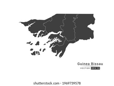 Vector grey Guinea Bissau map on white background