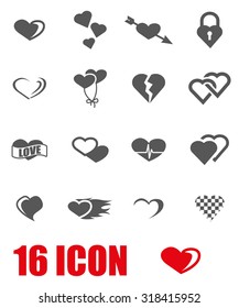 Vector grey heart icon set