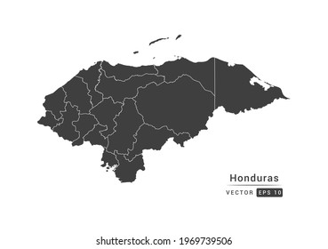 Vector grey Honduras map on white background