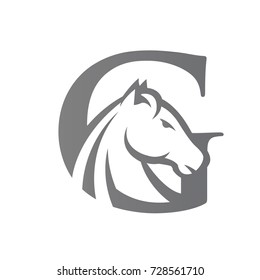 Vector Grey Horse Strong Initial G Logo