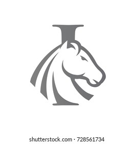 Vector Grey Horse Strong Initial I Logo