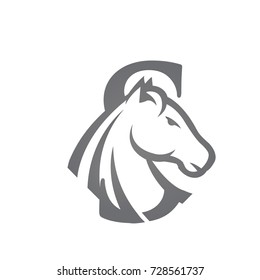 Vector Grey Horse Strong Initial S Logo