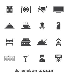 Vector grey Hotel icon set on white background