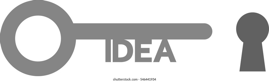 Vector grey idea key and keyhole.