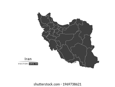 Vector grey Iran map on white background