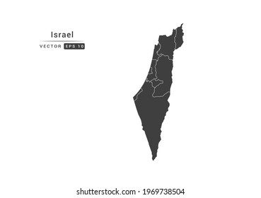 Vector grey Israel map on white background