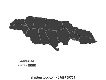 Vector grey Jamaica map on white background