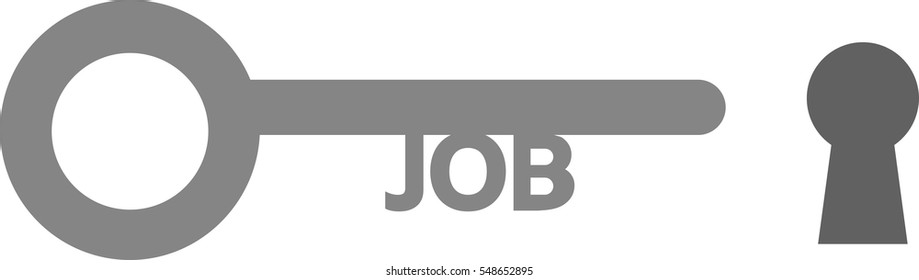 Vector grey job key and keyhole.