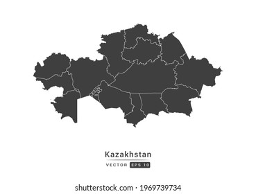 Vector grey Kazakhstan map on white background