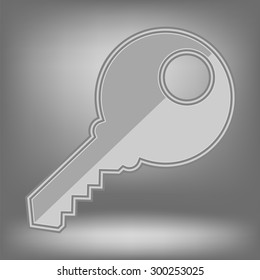Vector Grey Key Icon on Grey Light Background