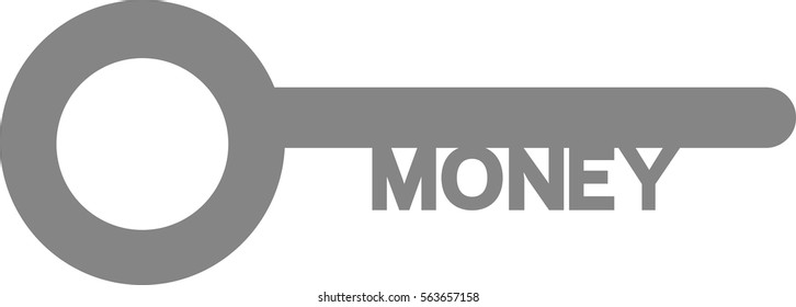 Vector grey key with word money.