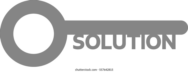 Vector grey key with word solution.