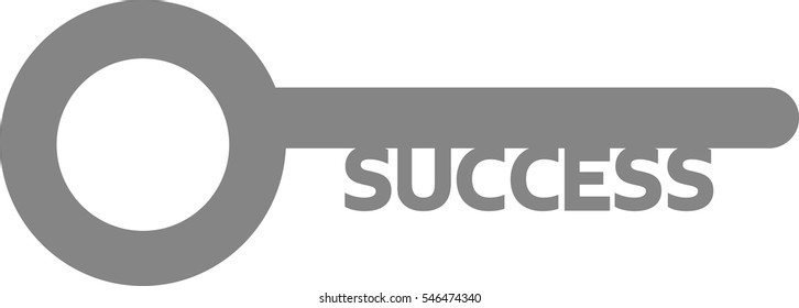 Vector grey key with word success.