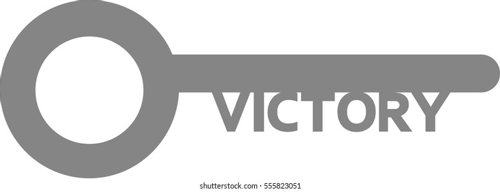 Vector grey key with word victory.