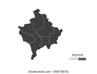 Vector grey Kosovo map on white background