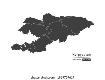Vector grey Kyrgyzstan map on white background