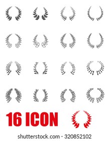 Vector grey laurel wreaths icon set. 