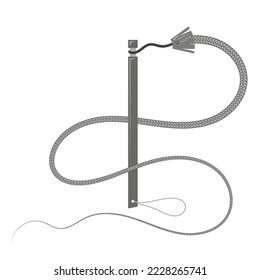 Vector grey leather whip icon isolated on a white background.
