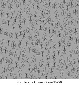 Vector Grey Leaves Background. Isolated Dark Leaves Pattern.