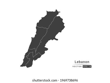 Vector grey Lebanon map on white background