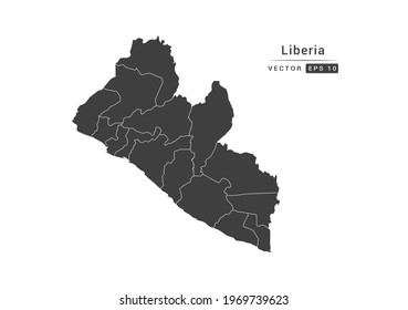 Vector grey Liberia map on white background