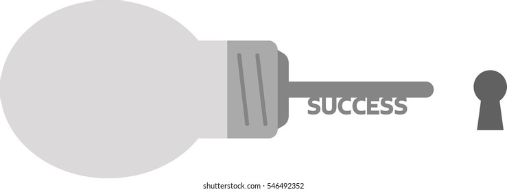 Vector grey light bulb with success key.