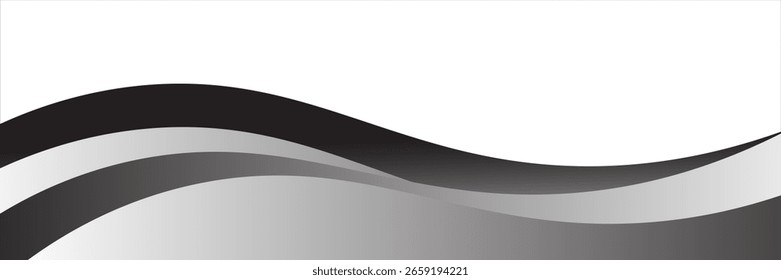Vector grey line background curve element with white space for text and message design, overlapping layers, vector