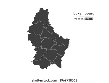 Vector grey Luxembourg map on white background