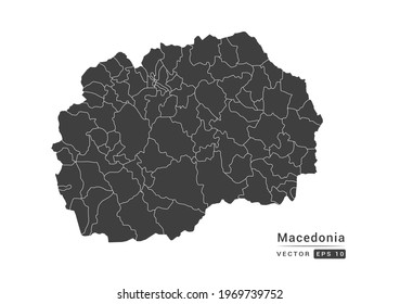 Vector grey Macedonia map on white background