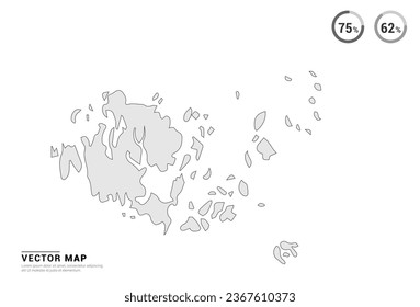 Vector grey map of Aland Islands isolated on white background.