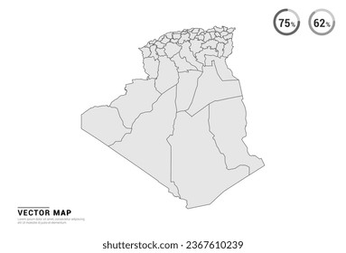 Vector grey map of Algeria isolated on white background.